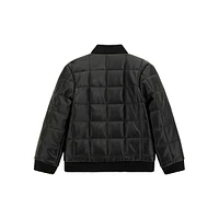 Boy's Quilted Faux Leather Bomber Jacket