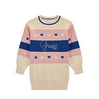 Little Girl's Stripes & Hearts Long-Sleeve Sweater Dress