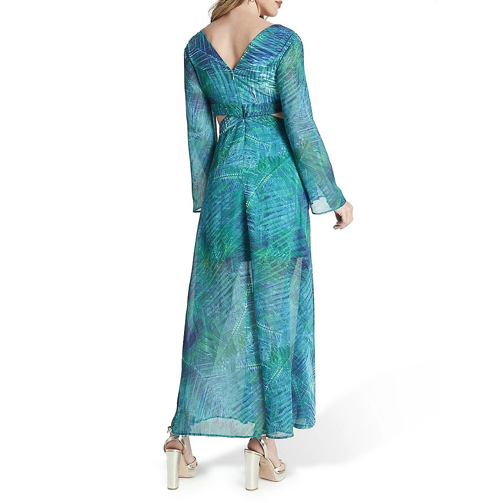 Long-Sleeve Jen Double-V Cutout Maxi Dress