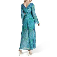 Long-Sleeve Jen Double-V Cutout Maxi Dress