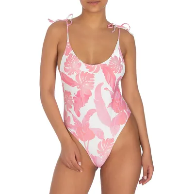 Tropical-Print One-Piece Swimsuit