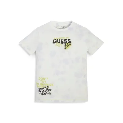 T-shirt surdimensionné à motif teint par nouage avec logo pour petit garçon