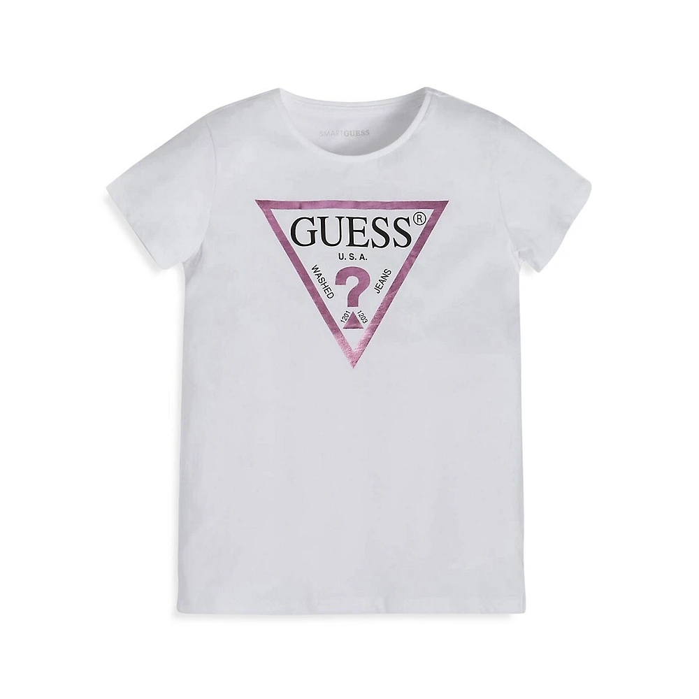 Little Girl's Metallic Logo Organic Cotton T-Shirt