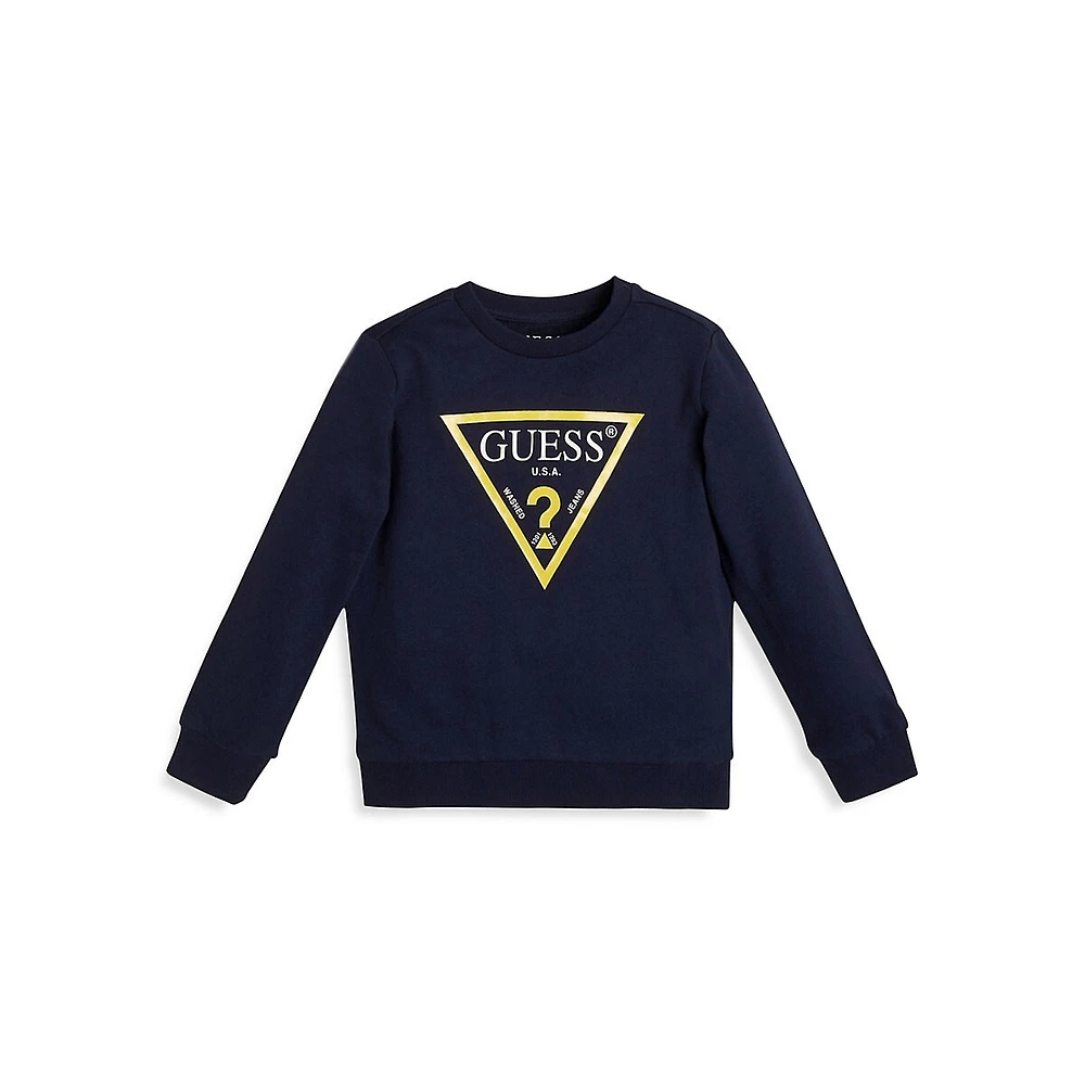 Little Boy's Triangle Logo Organic Cotton Fleece Sweatshirt