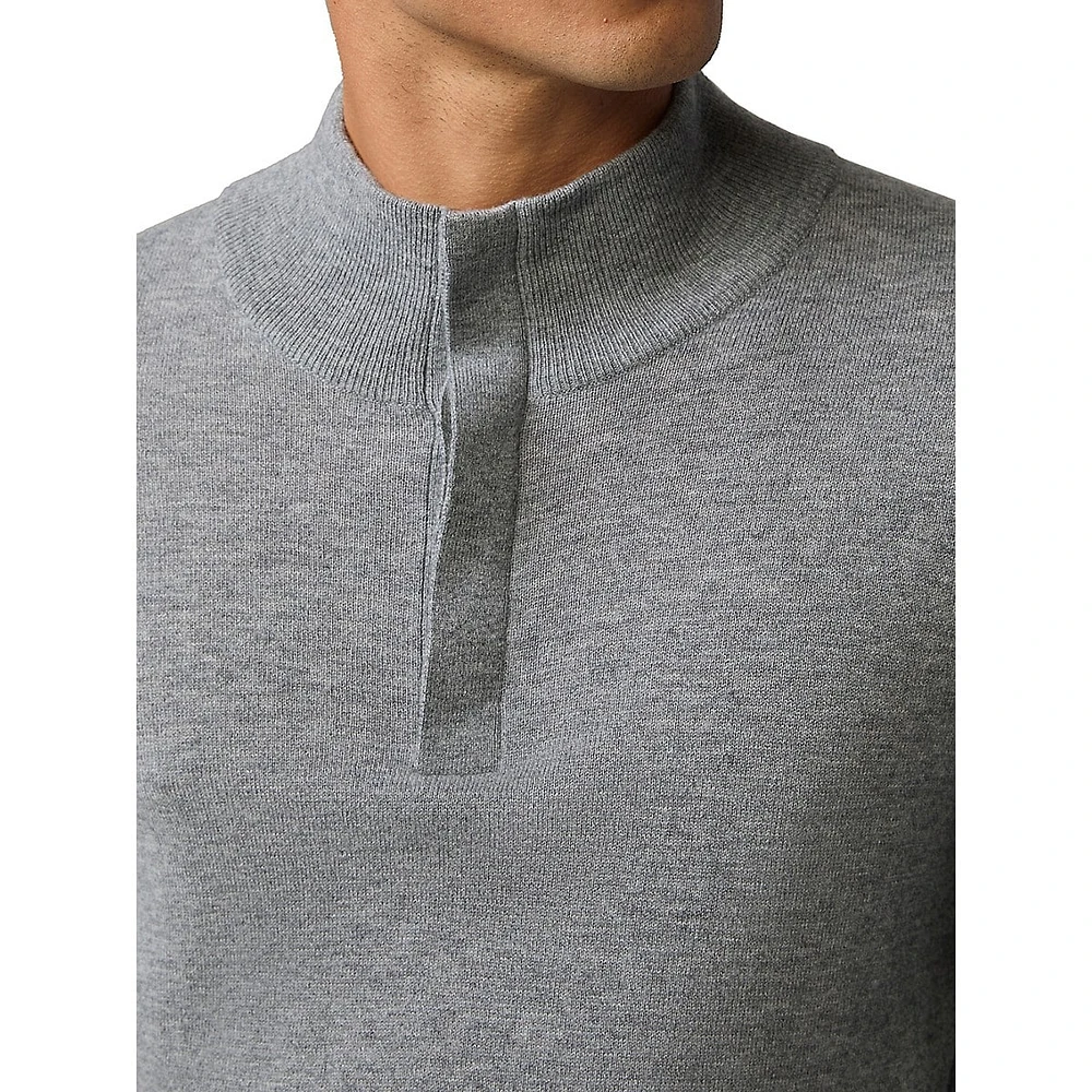 Luka Wool-Blend Mockneck Placket Sweater