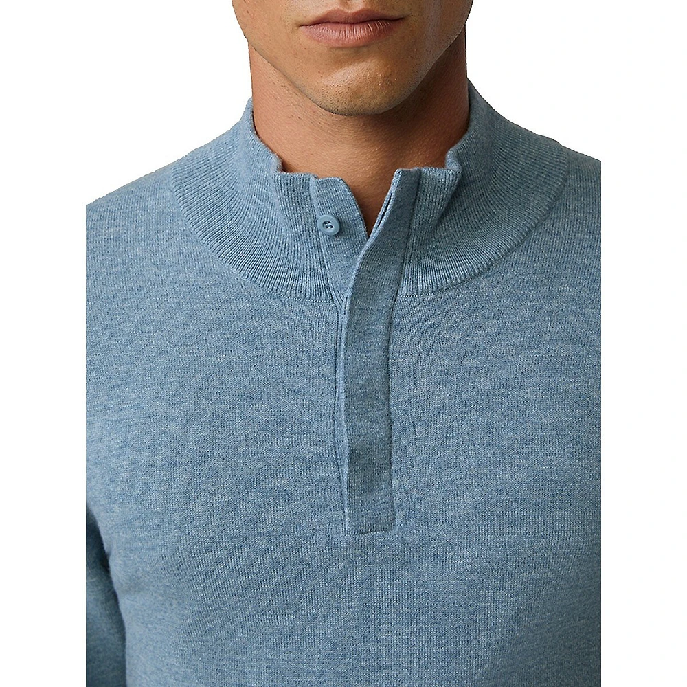 Luka Wool-Blend Mockneck Placket Sweater