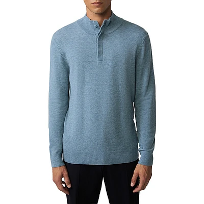 Luka Wool-Blend Mockneck Placket Sweater