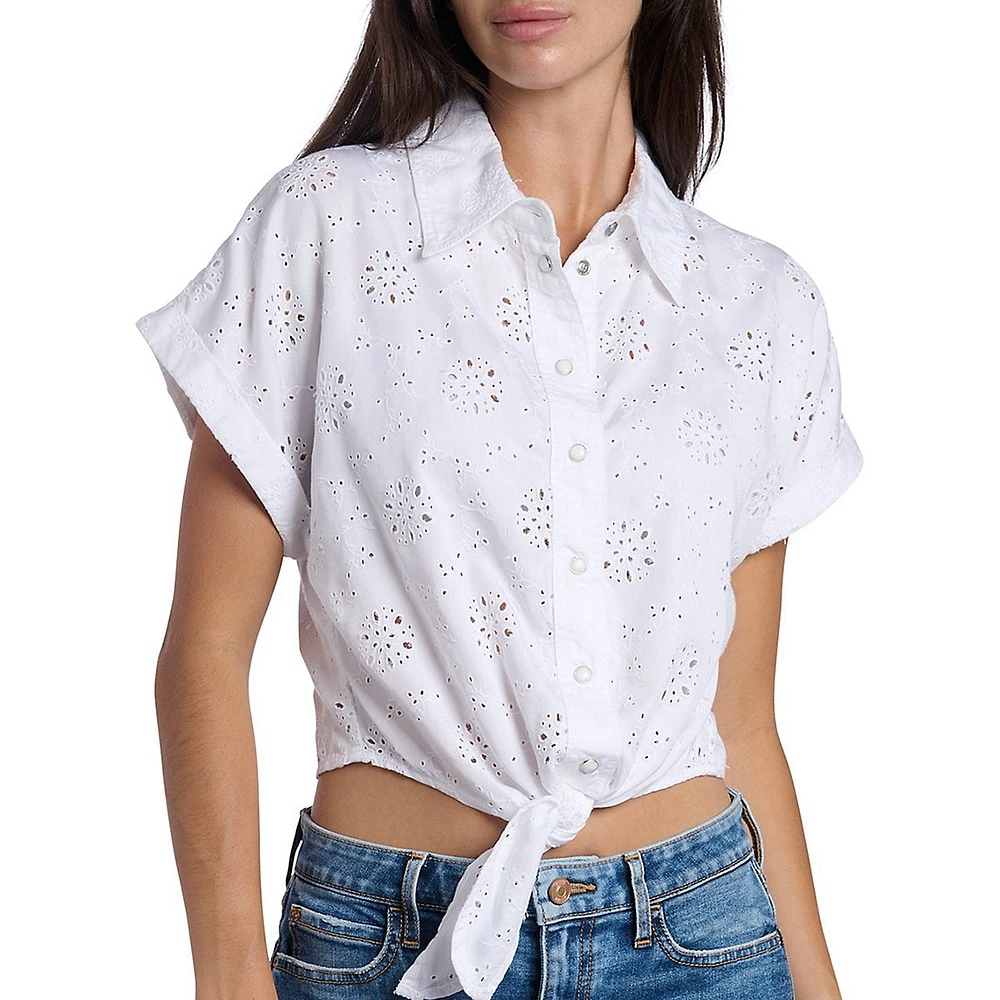 New Short-Sleeve Brigitte Embroidered Tencel Shirt