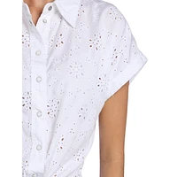 New Short-Sleeve Brigitte Embroidered Tencel Shirt