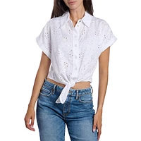 New Short-Sleeve Brigitte Embroidered Tencel Shirt