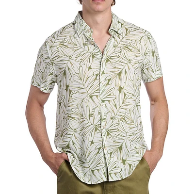 Chemise à manches courtes en rayonne Ecovero, coupe ajustée
