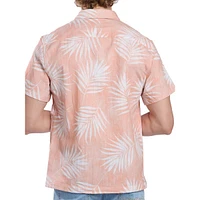 Chemise à manches courtes avec texture flammée et palmiers