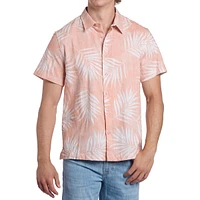 Chemise à manches courtes avec texture flammée et palmiers