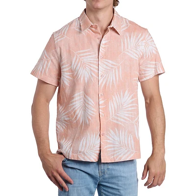 Chemise à manches courtes avec texture flammée et palmiers