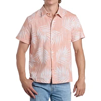 Chemise à manches courtes avec texture flammée et palmiers