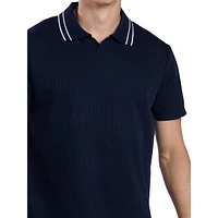 Dante Rib-Knit Johnny Collar Polo Shirt