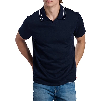 Dante Rib-Knit Johnny Collar Polo Shirt