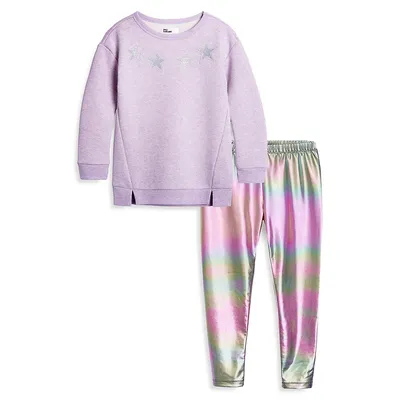 Little Girl's 2-Piece Sweatshirt & Leggings Set
