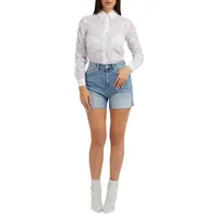 Manola High-Rise Frayed-Hem Denim Shorts