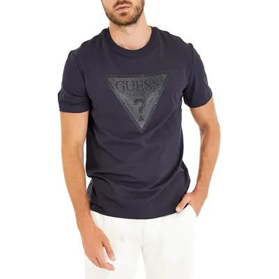 T-shirt imprimé de coupe étroite avec logo triangulaire brillant