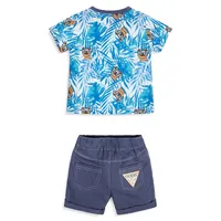 Baby Boy's Organic Cotton Printed Logo T-Shirt & Shorts Set