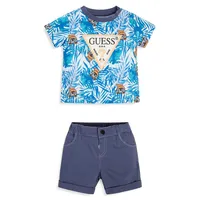 Baby Boy's Organic Cotton Printed Logo T-Shirt & Shorts Set