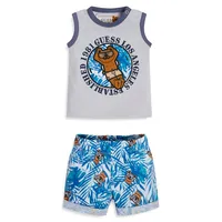 Baby Boy's Organic Cotton Ringer Graphic Tank & Printed Shorts Set