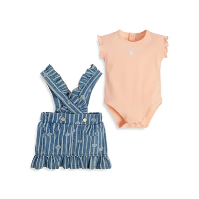 Baby's Girl's 2-Piece Bodysuit & Denim Skirtall Set