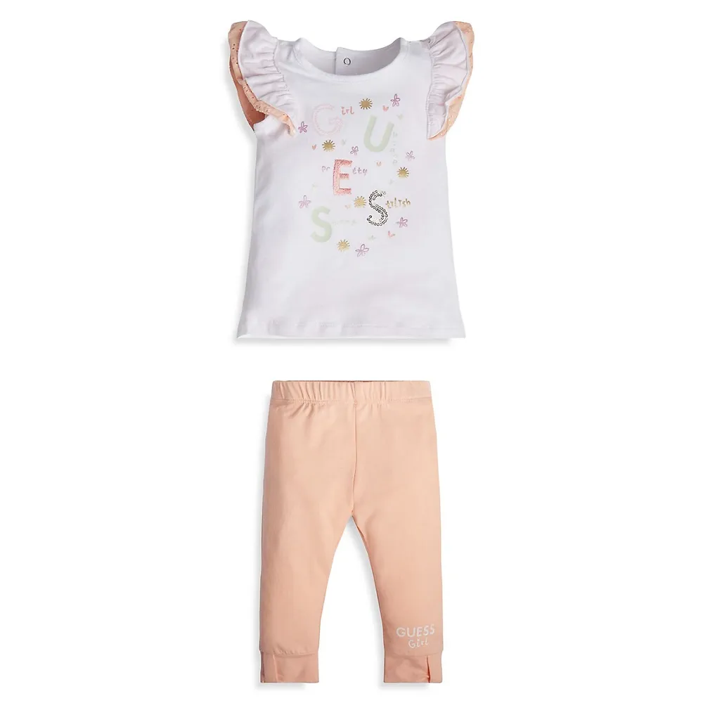 GUESS Baby Girl's 2-Piece Ruffled T-Shirt & Leggings Set
