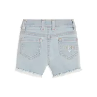 Short en denim avec broderies pour fillette