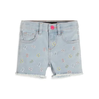 Little Girl's Embroidered Denim Shorts