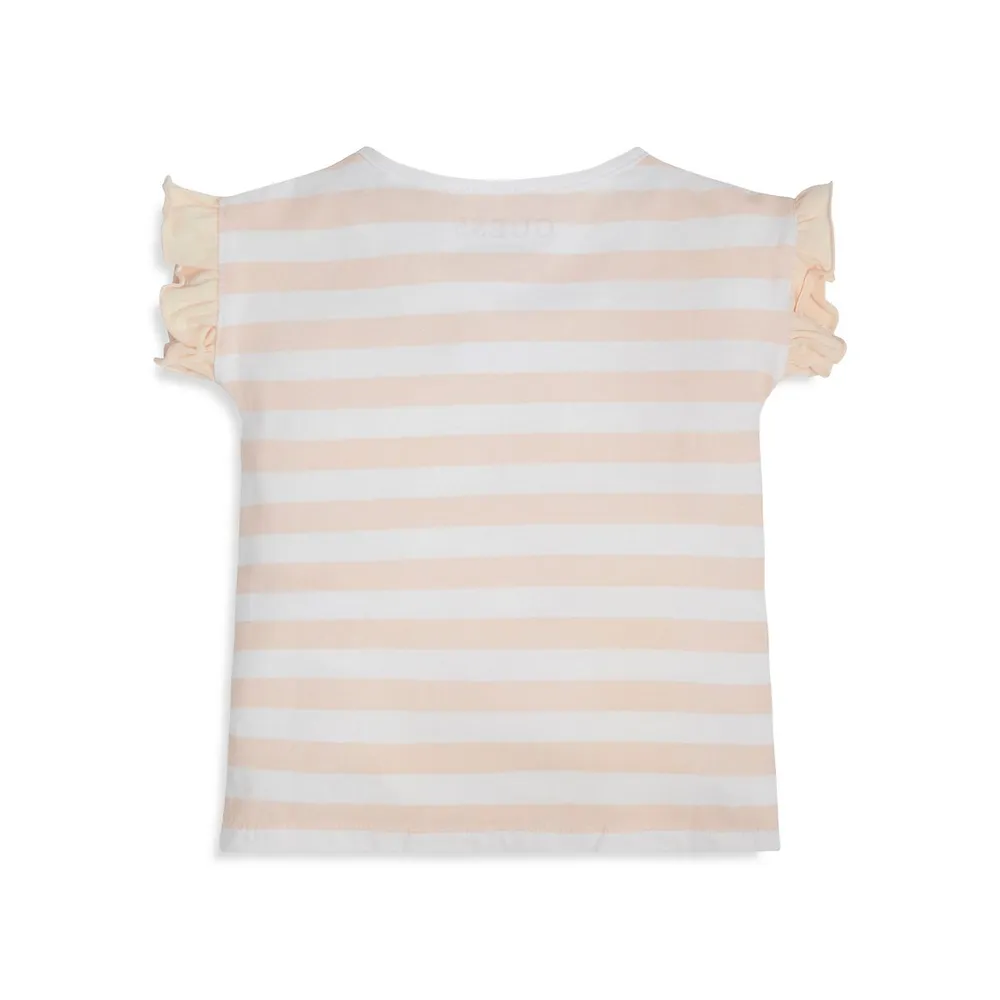 Little Girl's Ruffled Striped T-Shirt