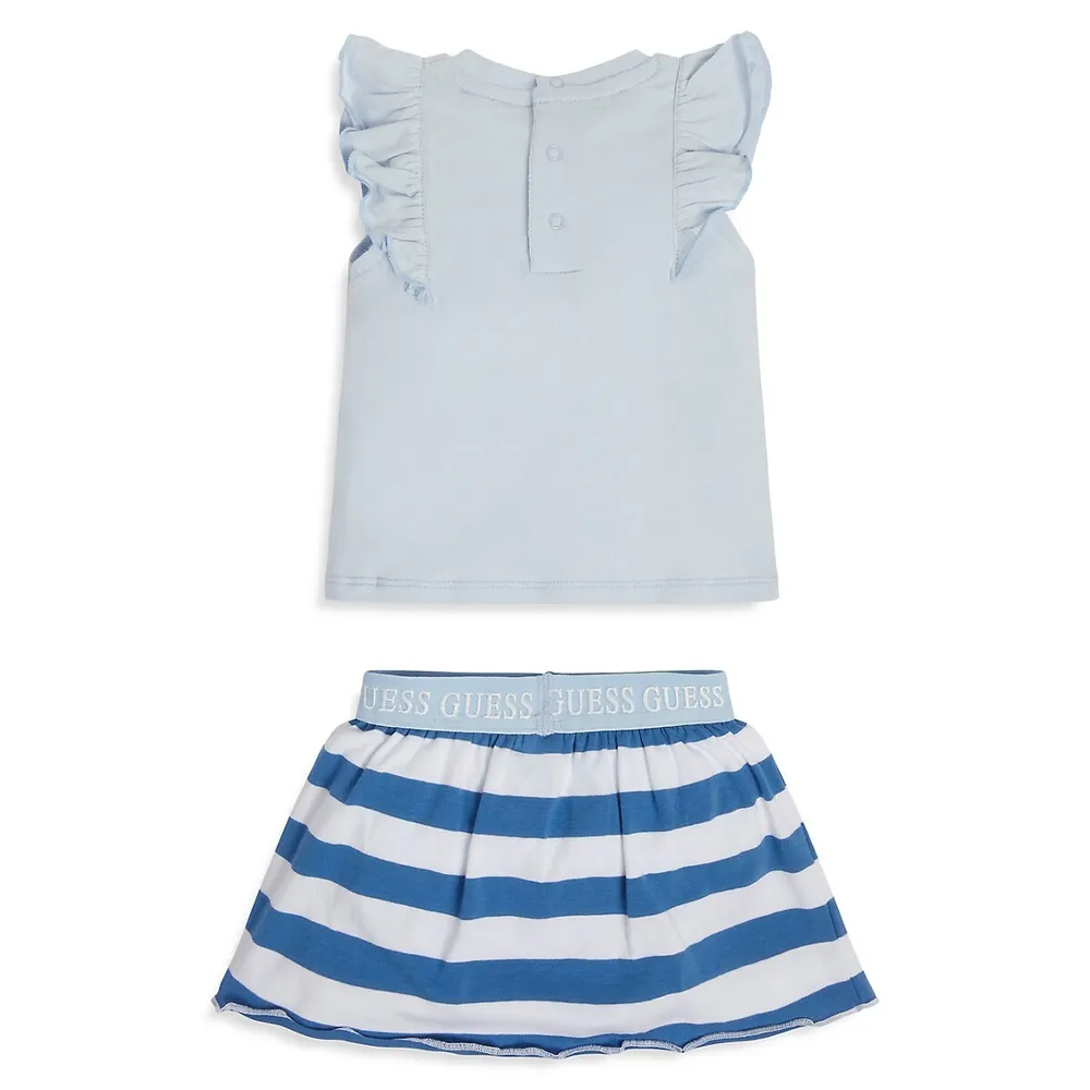 Baby Girl's Ruffle T-Shirt & Printed A-Line Skirt Set
