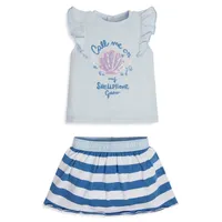 Baby Girl's Ruffle T-Shirt & Printed A-Line Skirt Set