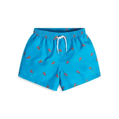 Boy's Mini Me Printed Swim Trunks