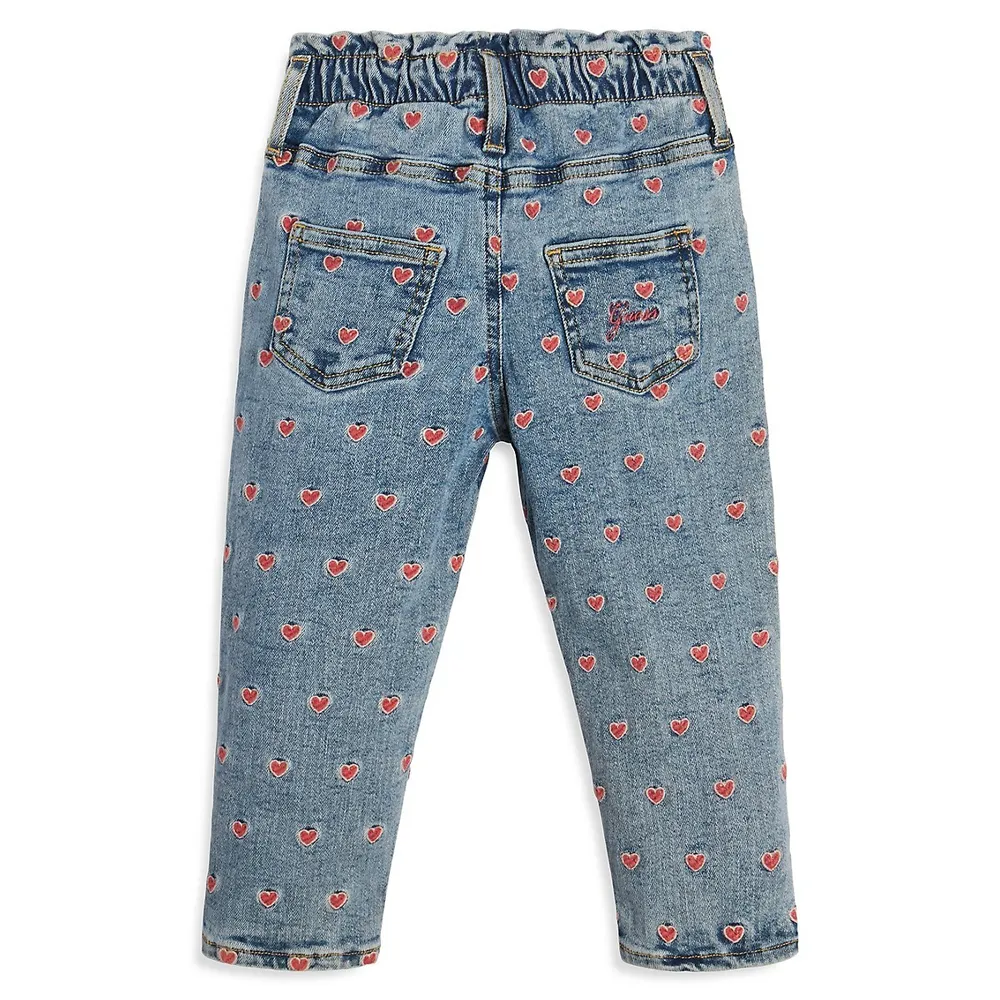 Little Girl's Heart-Embroidered Jeans
