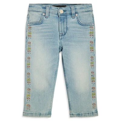 Little Girl's Straight Fit Embroidered Jeans