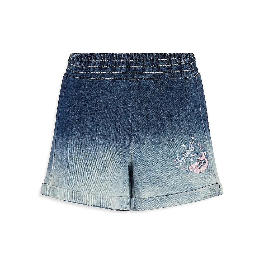 Little Girl's Shaded Denim Pull-On Shorts