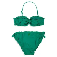 Girl's 2-Piece Ruched Bikini Set