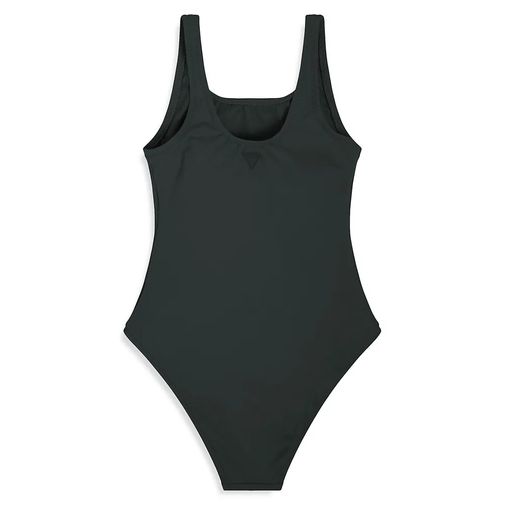 Girl's Logo-Front Swimsuit
