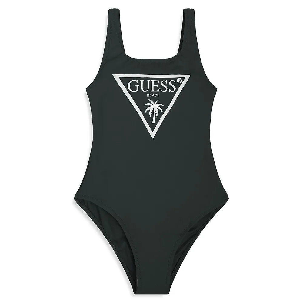 Girl's Logo-Front Swimsuit
