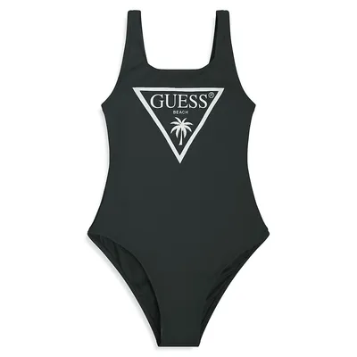 Girl's Logo-Front Swimsuit