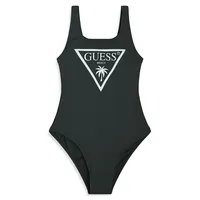 Girl's Logo-Front Swimsuit