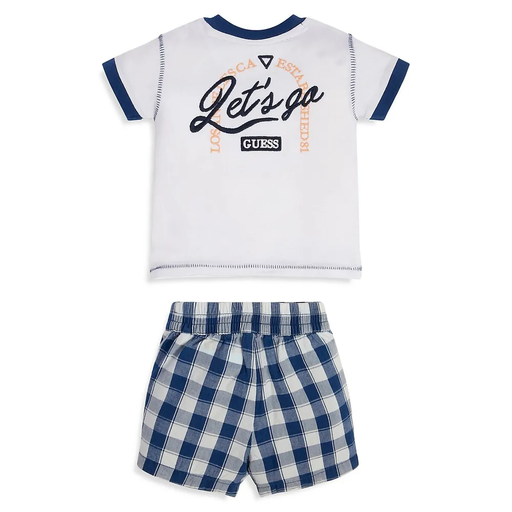 Ensemble t-shirt Henley et short à carreaux pour bébé garçon, deux pièces