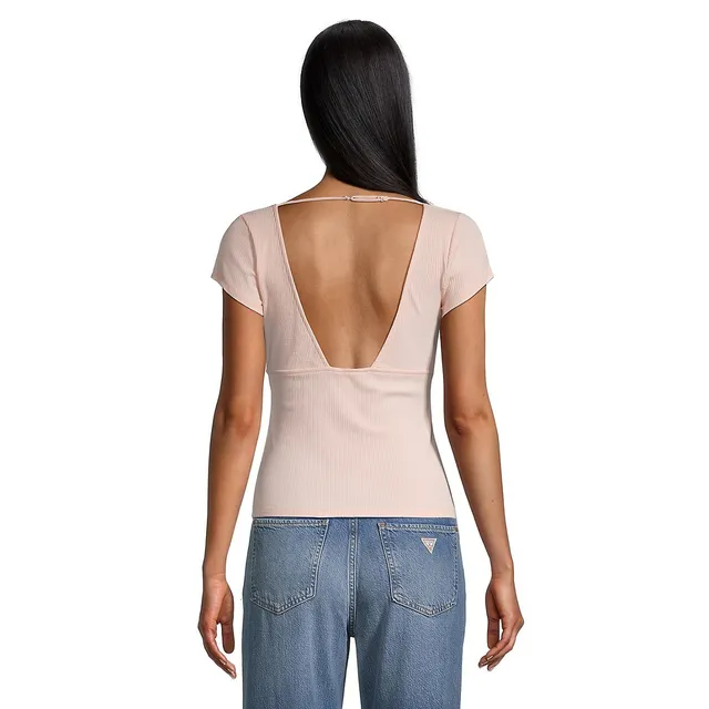 GUESS Nataly Low-Back Sweetheart Ribbed Top