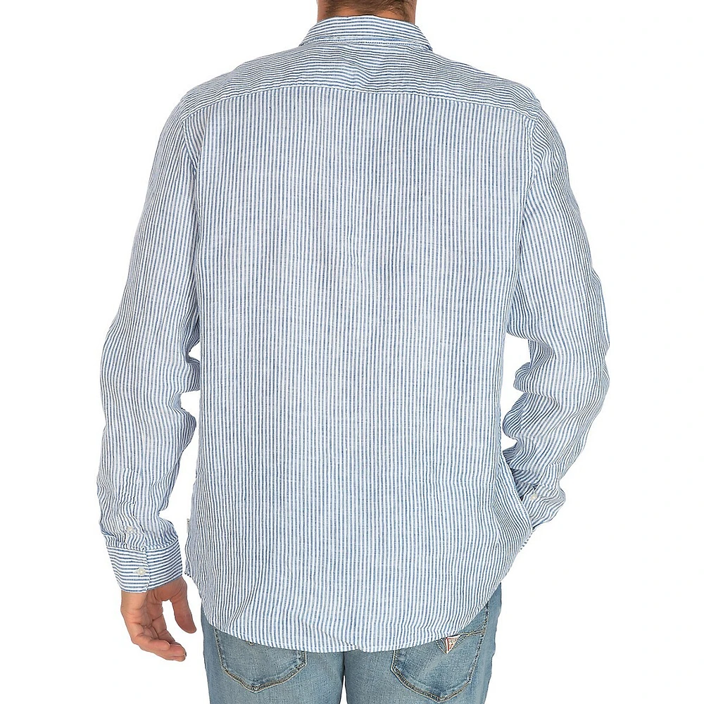 Chemise de sport en lin à rayures nautiques