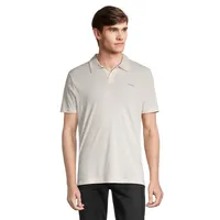 Embroidered Logo Johnny Collar Polo Shirt