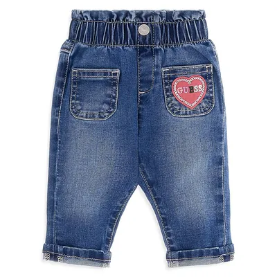 Baby Girl's Logo-Patch Stretch Jeans