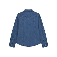 Girl's Western Denim Roll-Sleeve Shirt