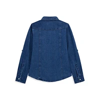 Girl's Western Denim Roll-Sleeve Shirt